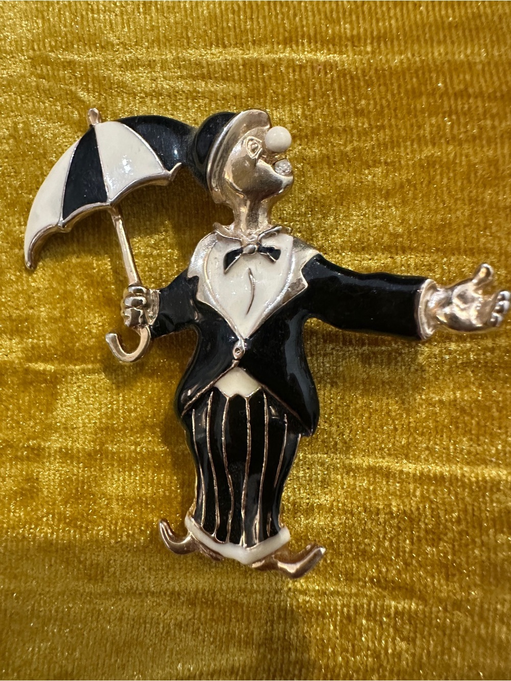 Black and White Gentleman Clown Enamel Lapel Pin